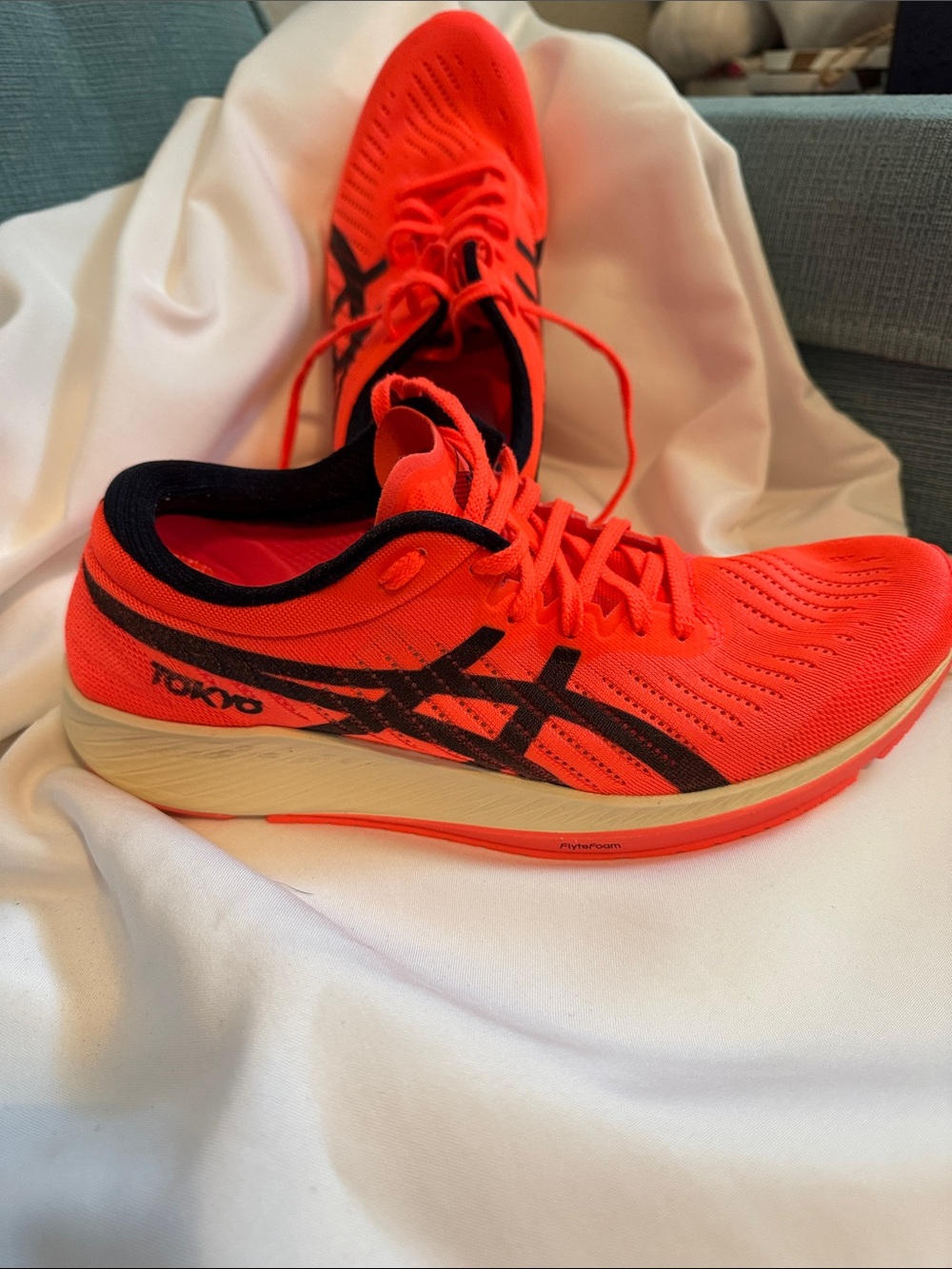 Asics Tokyo Neon Orange Running Shoes with Black Accents
